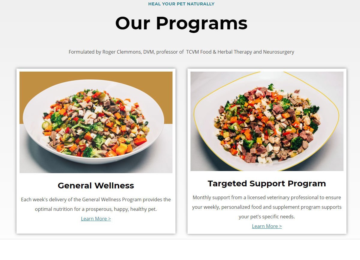 Sasha's Secret website programs page